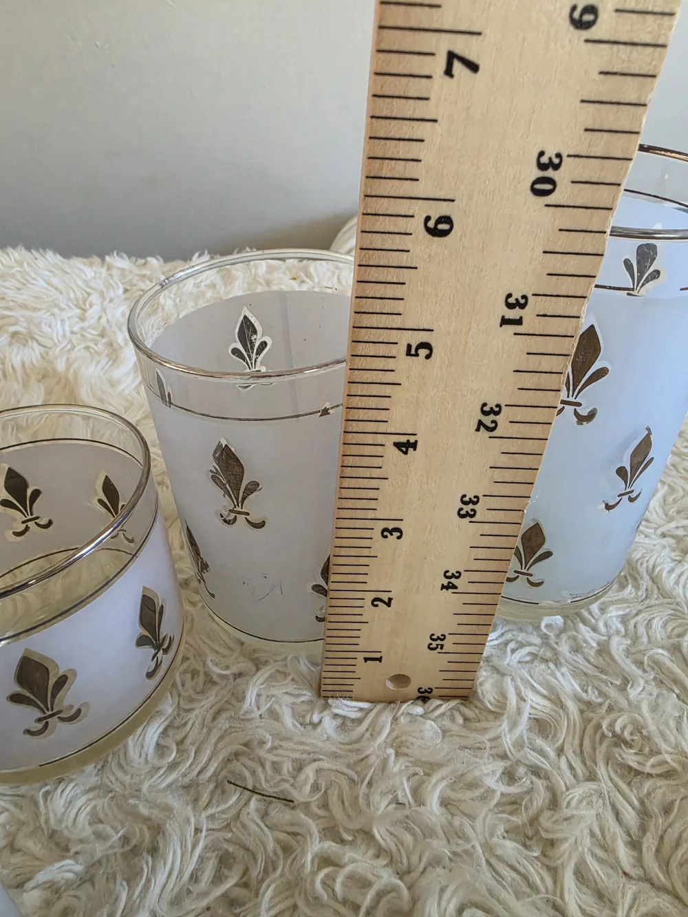 Vintage Libbey Frosted Glass Tumblers Set of 4 Fleur De Lis Pattern